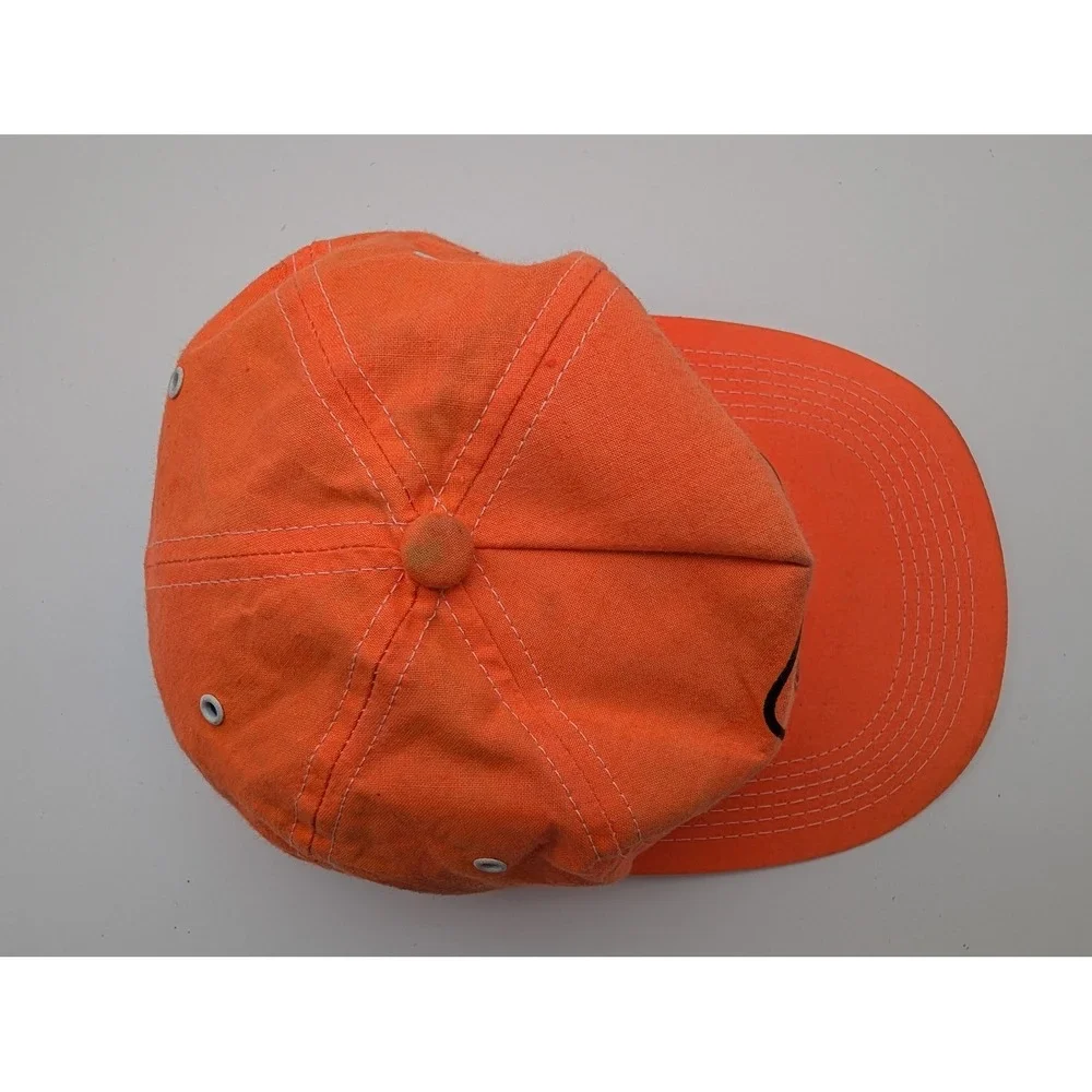 VTG John Deere Blaze Orange Snapback Hat Hunting Deer Logo Trucker Cap Made USA